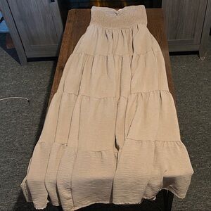 Strapless Cream Maxi Dress (floor length)